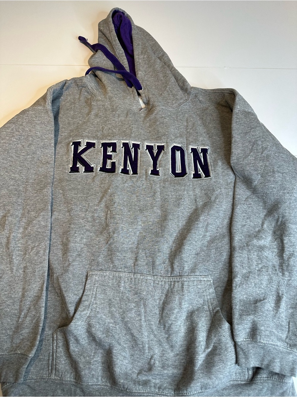 Kenyon Gray Hoodie with Purple Lettering